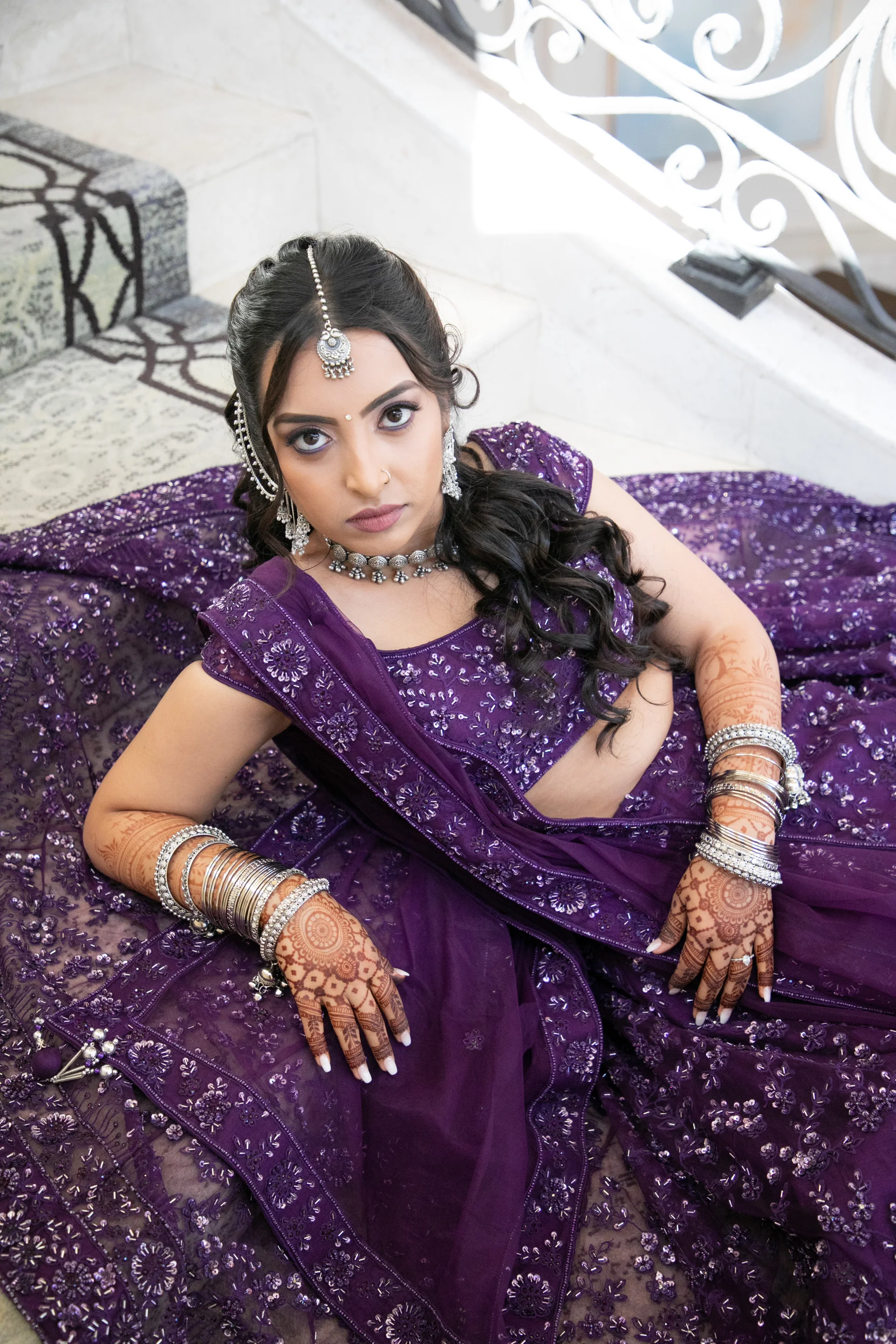 Avani in her purple Sangeet attire