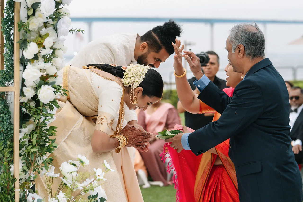 Rafa and Naveen sharing a ceremony moment with loved ones